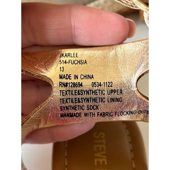 Steve Madden Girls Karlee Knit Front Slingback Wedge Sandals Colorful Pink SZ 13 - Picture 9 of 9